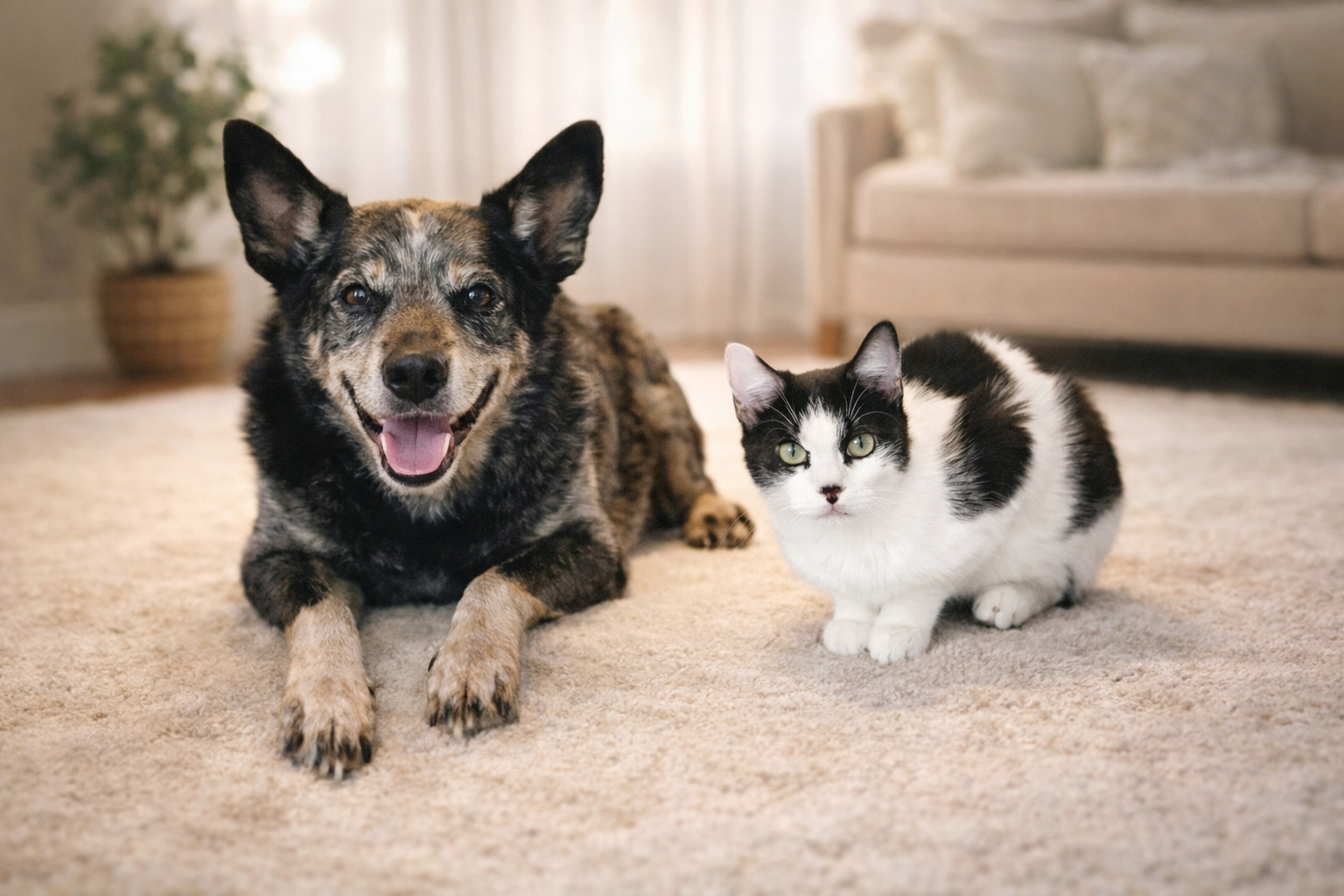 Remi the Blue Heeler and Mishka the cat — official mascots of Remishka Publishing